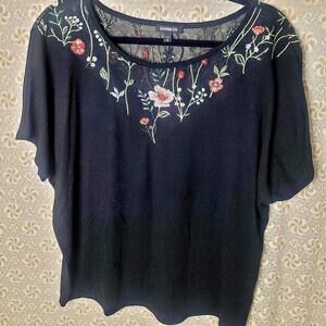 Express embroidered whimsical fairycore short sleeved oversized shirt